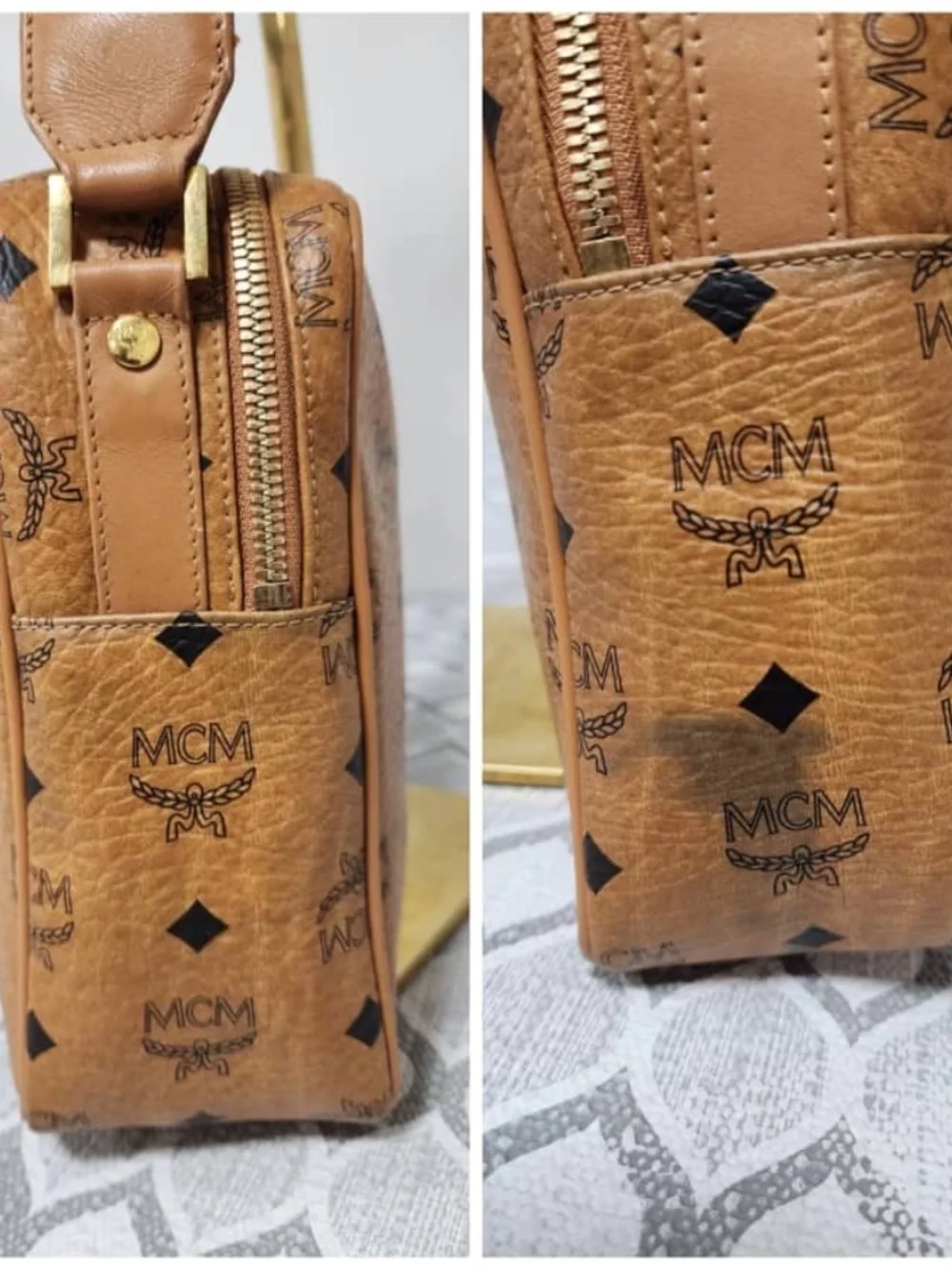 Authentic MCM Visetos Crossbody/Shoulder Bag Brown